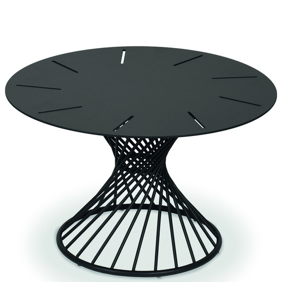 Claris side table round 56cm, frame: stainless steel anthracite matt textured coating, tabletop: aluminium anthracite matt textured coating