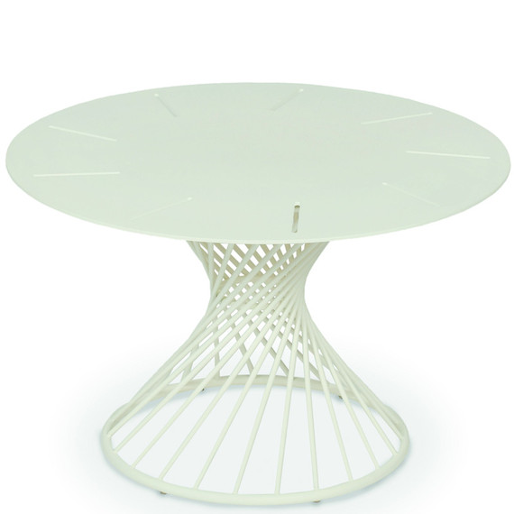Claris side table round 56cm, frame: stainless steel white matt textured coating, tabletop: aluminium white matt textured coating