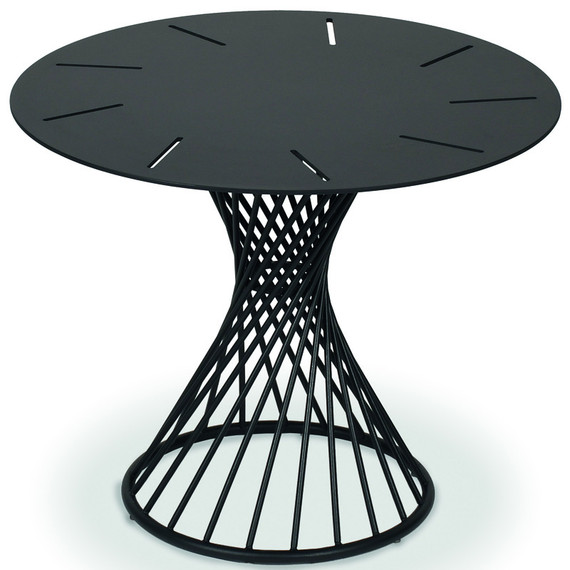 Claris side table round 49cm, frame: stainless steel anthracite matt textured coating, tabletop: aluminium anthracite matt textured coating