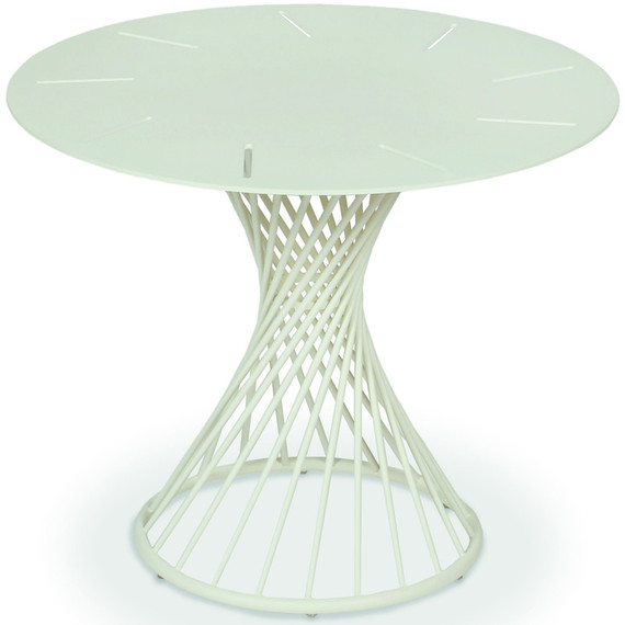 Claris side table round 49cm, frame: stainless steel white matt textured coating, tabletop: aluminium white matt textured coating