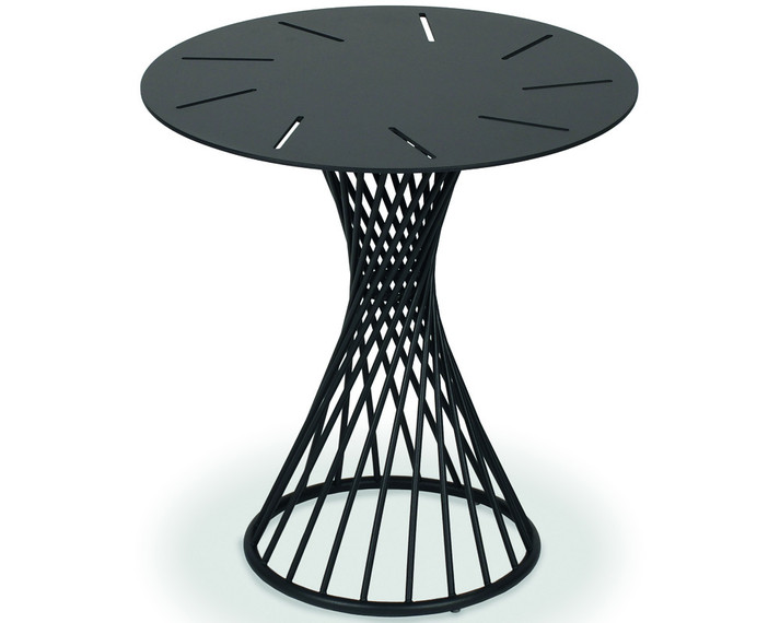 Claris side table round 42cm, frame: stainless steel anthracite matt textured coating, tabletop: aluminium anthracite matt textured coating