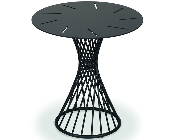 Claris side table round 42cm, frame: stainless steel anthracite matt textured coating, tabletop: aluminium anthracite matt textured coating