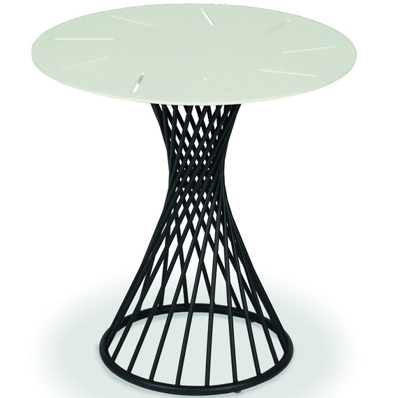 Claris side table round 42cm, frame: stainless steel anthracite matt textured coating, tabletop: aluminium white matt textured coating