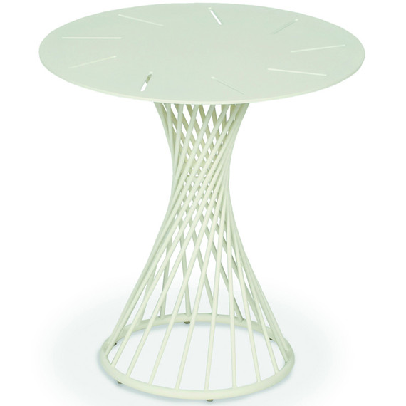 Claris side table round 42cm, frame: stainless steel white matt textured coating, tabletop: aluminium white matt textured coating