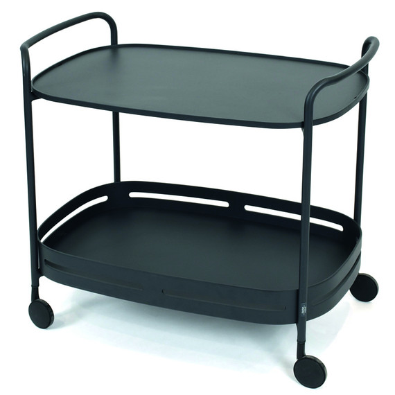 Riva trolley 86,5x52cm, frame: aluminium anthracite matt textured coating, trays: aluminium anthracite matt textured coating