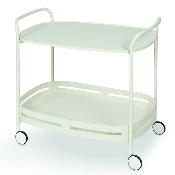 Riva trolley 86,5x52cm, frame: aluminium white matt textured coating, trays: aluminium white matt textured coating