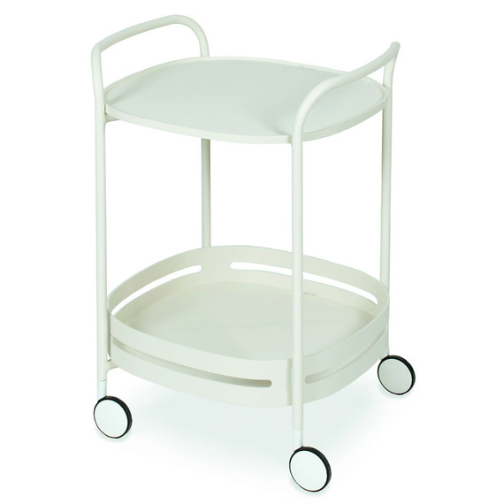 Riva trolley 55,5x52cm, frame: aluminium white matt textured coating, trays: aluminium white matt textured coating