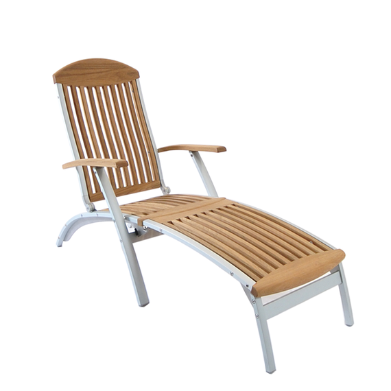 Deckchair Centro, frame: aluminium, anodized, seating/reclyning surface: teak
