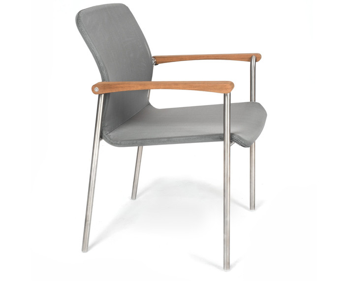 Air armchair, frame: stainless steel, seating surface: silver-black