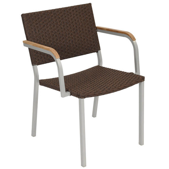 Adria armchair, frame: aluminium powder coated silver, seating surface: wicker chestnut