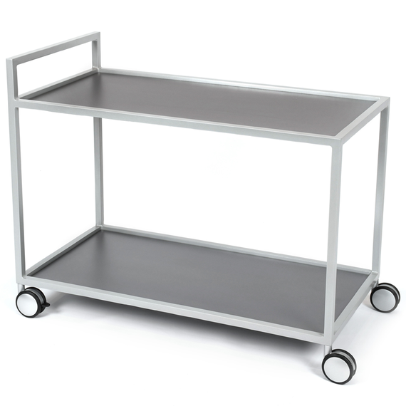 Rio trolley, frame: aluminium powder coated metallic-silver, tabletop: fm-laminat spezial graphite metallic