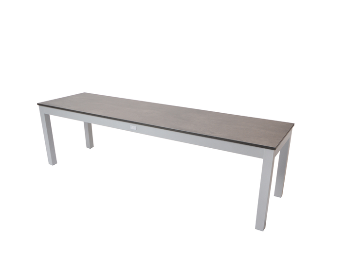 Adria bench 150cm, frame: aluminium powder coated metallic-silver, seating surface: fm-laminat spezial cement