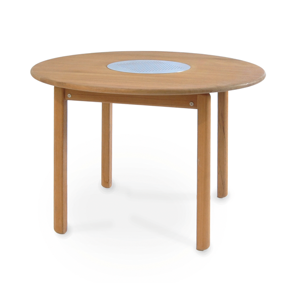 Tennis table round 95cm, frame: teak, table top: teak