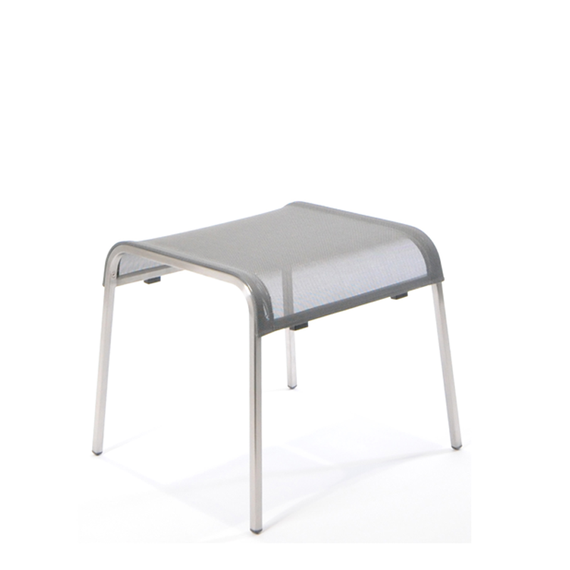 Modena footrest, frame: stainless steel, seating surface: sling silver-black
