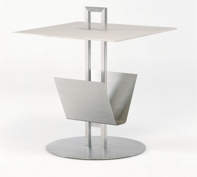 Helix side table 49,5x49,5cm, frame: stainless steel, table top: fm-ceramtop white