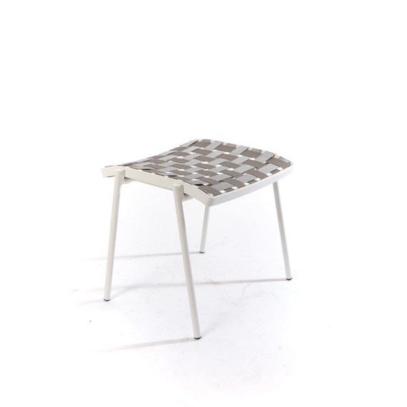 Nizza footrest, frame: aluminium, powder coated cream-white, seating surface: webbing Sierra