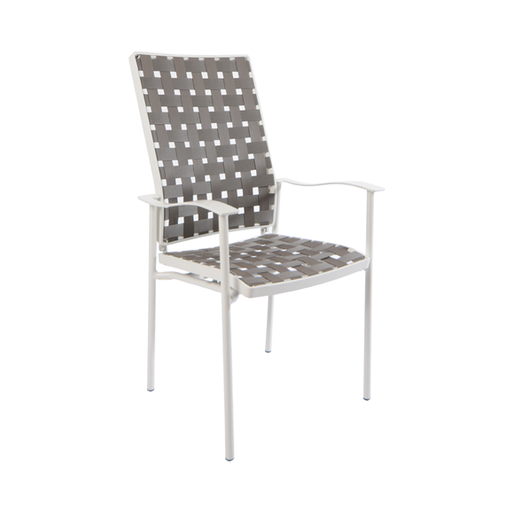 Nizza high back armchair, frame: aluminium, powder coated cream-white, seating surface: webbing Sierra