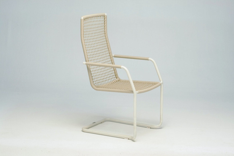 Lodge high back cantilever chair, frame: aluminium, powder coated cream-white, seating surface: Geflecht cream-white