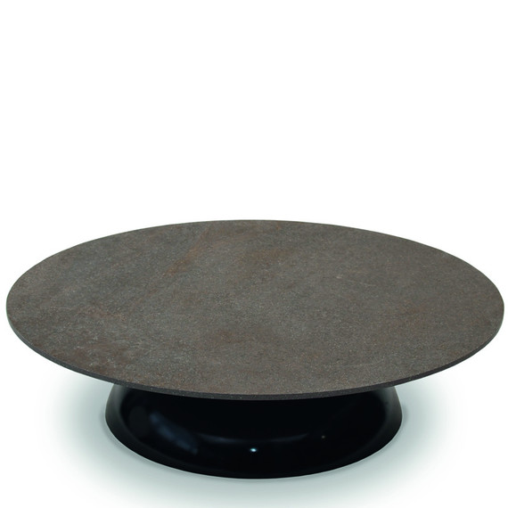 Fungo side table round 100cm, frame: ABS plastic glossy black, tabletop: fm-ceramtop rocco