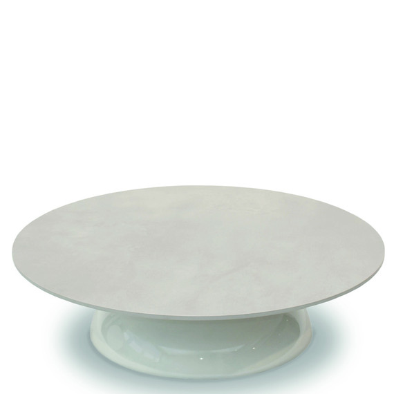 Fungo Beistelltisch rund 100cm, Gestell: Kunststoff ABS weiß glänzend, Tischplatte: fm-ceramtop pearl