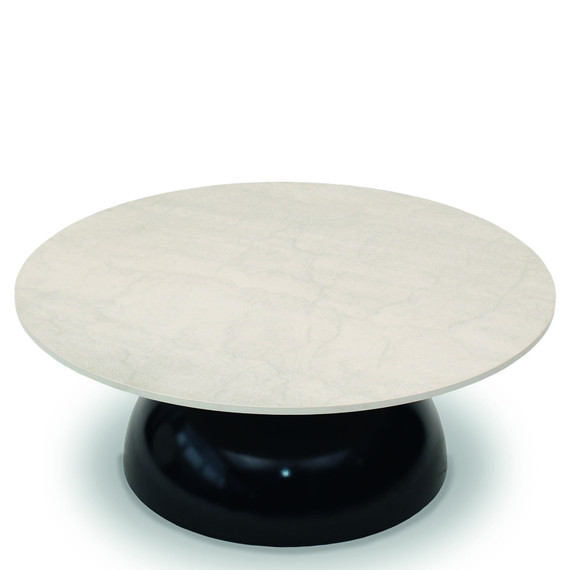 Fungo Beistelltisch rund 80cm, Gestell: Kunststoff ABS schwarz glänzend, Tischplatte: fm-ceramtop pearl