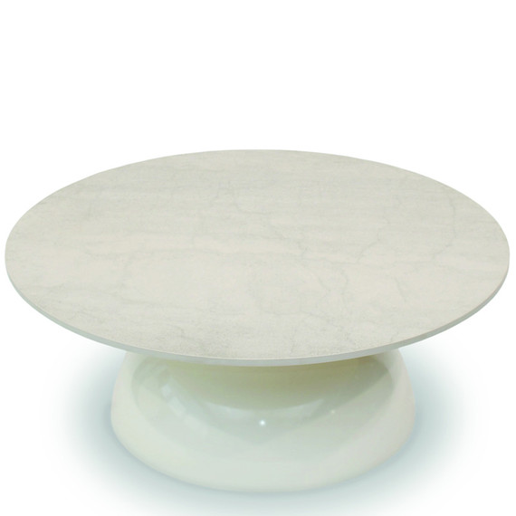 Fungo side table round 80cm, frame: ABS plastic glossy white, tabletop: fm-ceramtop pearl
