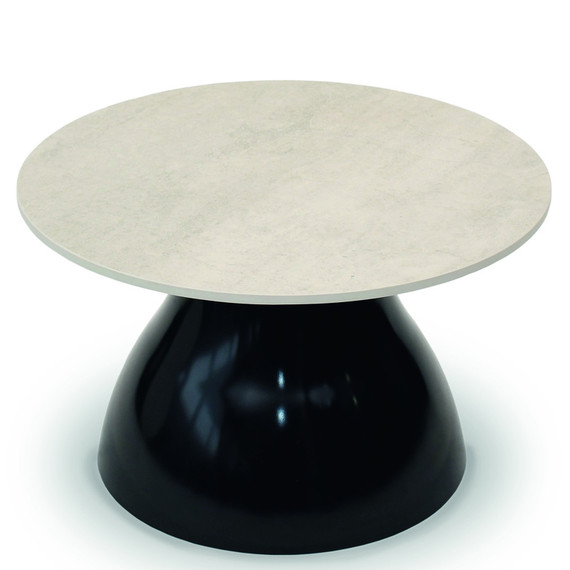 Fungo side table round 60cm, frame: ABS plastic glossy black, tabletop: fm-ceramtop pearl
