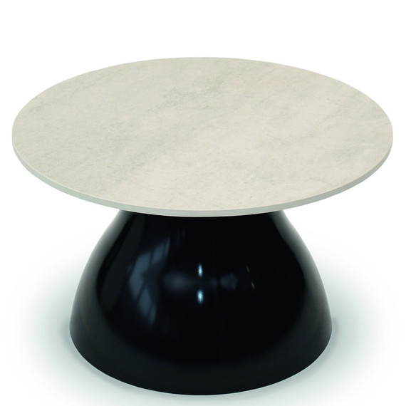 Fungo Beistelltisch rund 60cm, Gestell: Kunststoff ABS schwarz glänzend, Tischplatte: fm-ceramtop pearl