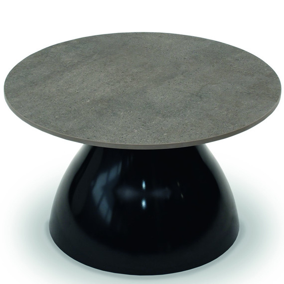 Fungo side table round 60cm, frame: ABS plastic glossy black, tabletop: fm-ceramtop Paros tabacco