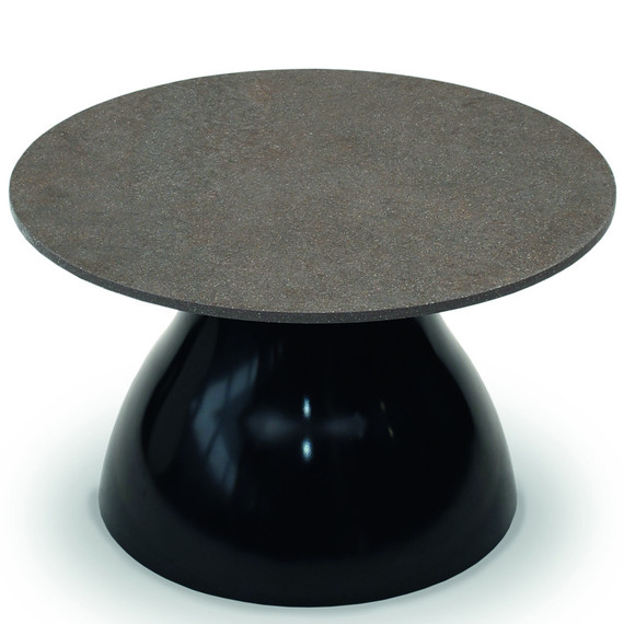 Fungo side table round 60cm, frame: ABS plastic glossy black, tabletop: fm-ceramtop rocco
