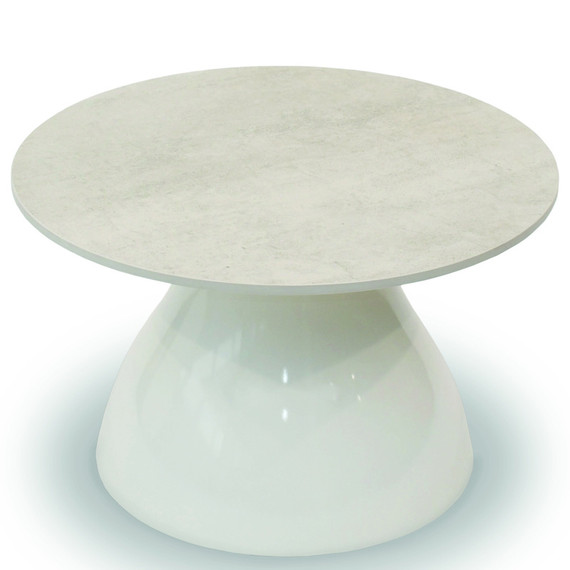 Fungo Beistelltisch rund 60cm, Gestell: Kunststoff ABS weiß glänzend, Tischplatte: fm-ceramtop pearl