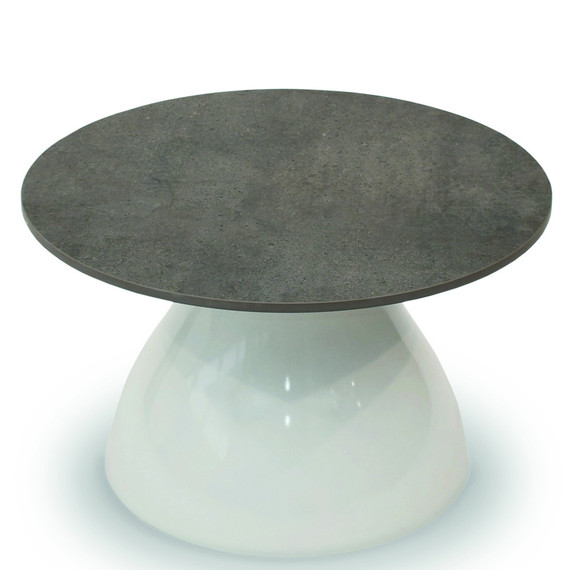 Fungo side table round 60cm, frame: ABS plastic glossy white, tabletop: fm-ceramtop Paros tabacco