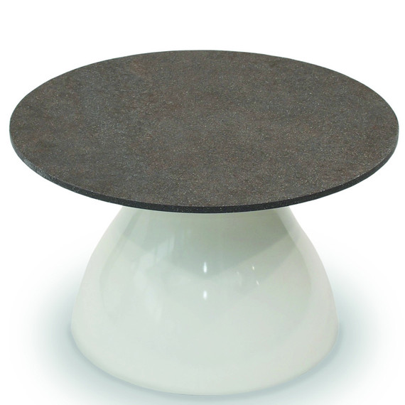 Fungo side table round 60cm, frame: ABS plastic glossy white, tabletop: fm-ceramtop rocco