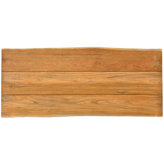 Suite Tisch 220x95 cm (Breite variiert von 92 - 98 cm), Gestell: Edelstahl anthrazit matt Strukturlack, Tischplatte: Unikat Teakholzplatte mit Baumkante