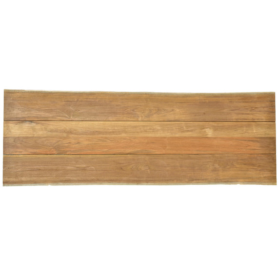 Suite Tisch 280x100 cm (Breite variiert von 96 - 104 cm), Gestell: Edelstahl anthrazit matt Strukturlack, Tischplatte: Unikat Teakholzplatte mit Baumkante