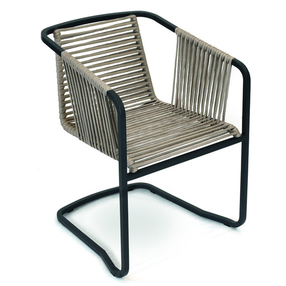 Suite swingchair, frame: stainless steel anthracite matt textured coating, seating surface: fm-flat rope linen