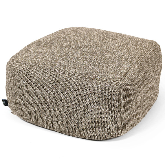 Pouf 55x55 cm, fabric made of crocheted UV and weather-resistant polypropylene yarns with waterproof inner fabric cover, fabric: earth