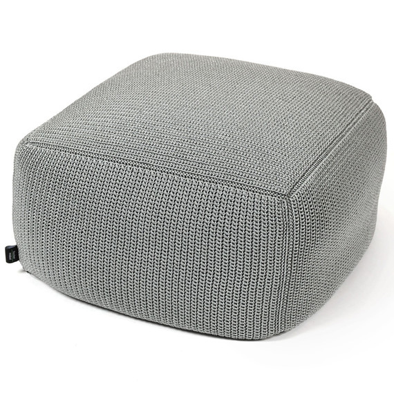 Pouf 55x55 cm, fabric made of crocheted UV and weather-resistant polypropylene yarns with waterproof inner fabric cover, fabric: sky