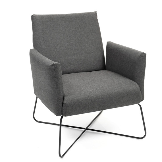 Kalos Lounge chair, frame: stainless steel anthracite matt textured coating, high quality upholstery with elastic belts, fabric: 10030 Sunbrella® Natte Sooty Anthracite