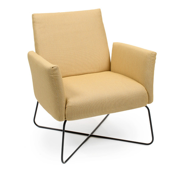 Kalos Lounge chair, frame: stainless steel anthracite matt textured coating, high quality upholstery with elastic belts, fabric: J338 Sunbrella® Majestic Citrine