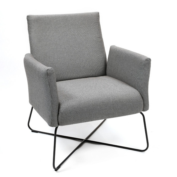 Kalos Lounge chair, frame: stainless steel anthracite matt textured coating, high quality upholstery with elastic belts, fabric: R053 Sunbrella® Archie Lead