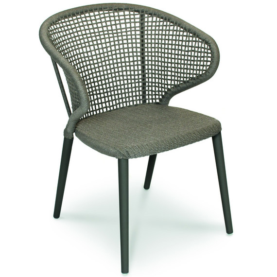 Faro armchair, seat frame: aluminium, lower frame aluminium anthracite matt textured coating, seating surface:  fm-twist rope pizarra
