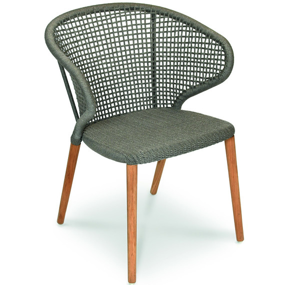 Faro armchair, seat frame: aluminium, lower frame teak legs, seating surface:  fm-twist rope pizarra