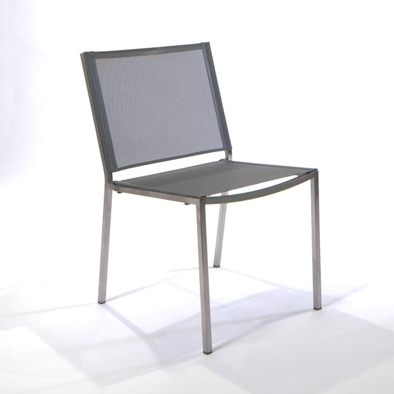 Helix sidechair, stackable, frame: stainless steel, seating surface: sling silver-black