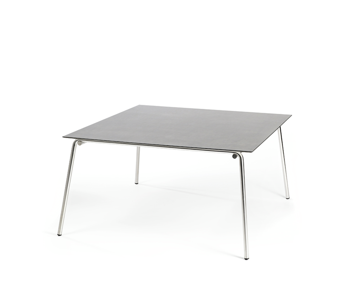 Taku table 143,5x143,5cm, frame: stainless steel, table top: fm-laminat spezial Titan