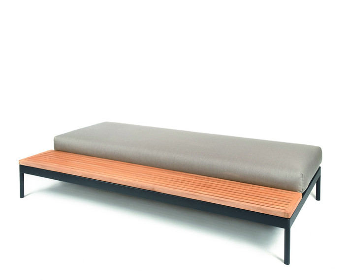 Kairos Lounge seating element 200x100 cm with upholstery and teak or ceramic platofrm in left or right position