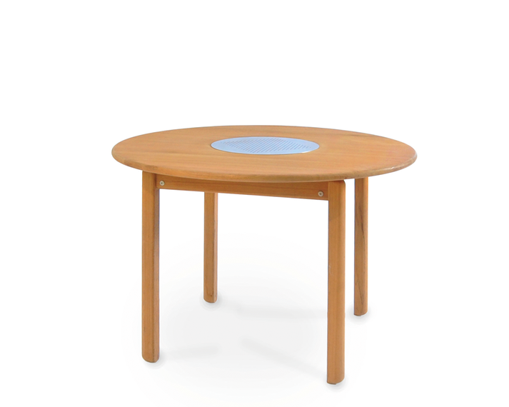Tennis table round 95cm, frame: teak, tabletop: teak