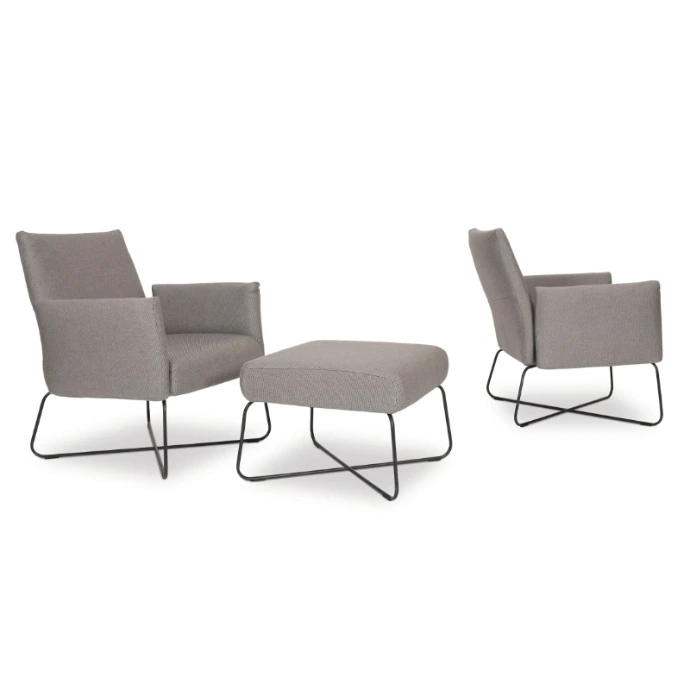 Kalos Lounge Sessel von Fischer Möbel mit passendem Hocker – komfortabler Outdoor Lounge Sessel für Garten, Terrasse und stilvolles Outdoor Living