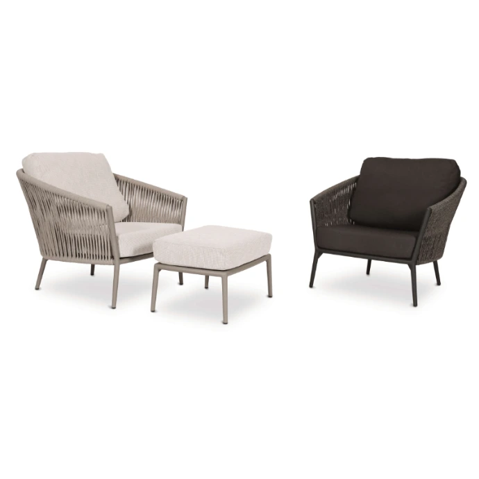 Cosmo Lounge Sessel von Fischer Möbel mit Hocker – eleganter Outdoor Lounge Sessel mit geflochtenem Design für Garten und Terrasse