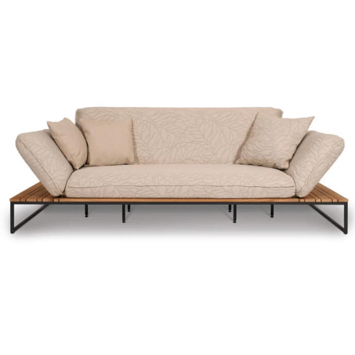Flora Lounge Sofa von Fischer Möbel – modernes Outdoor Sofa mit großzügiger Polsterung und Teakholz-Elementen für Garten und Terrasse
